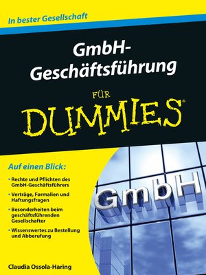 cover image of GmbH-Geschäftsführung für Dummies